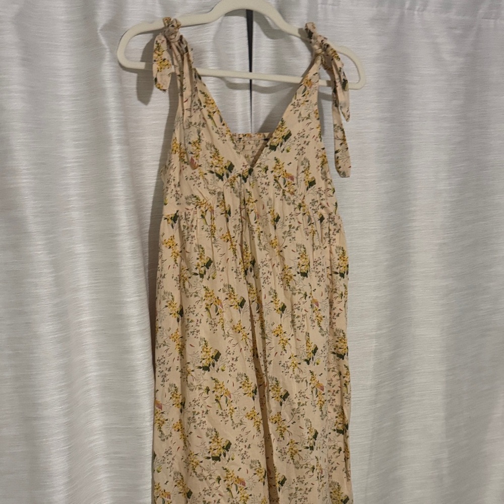 Primark Cream Midi Dress with Yellow & Green Floral Print